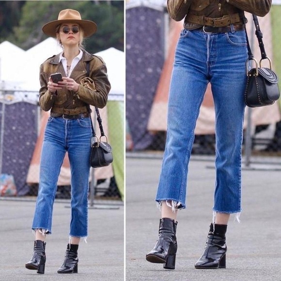 MOTHER Hustler Ankle Fray Jeans in Smoke ‘Em Wash Womens 26 - Picture 1 of 10